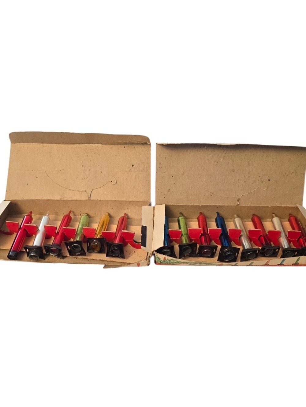 14 Vintage Kentlee Mercury Glass Tree Candles with 2 Original Boxes  READ
